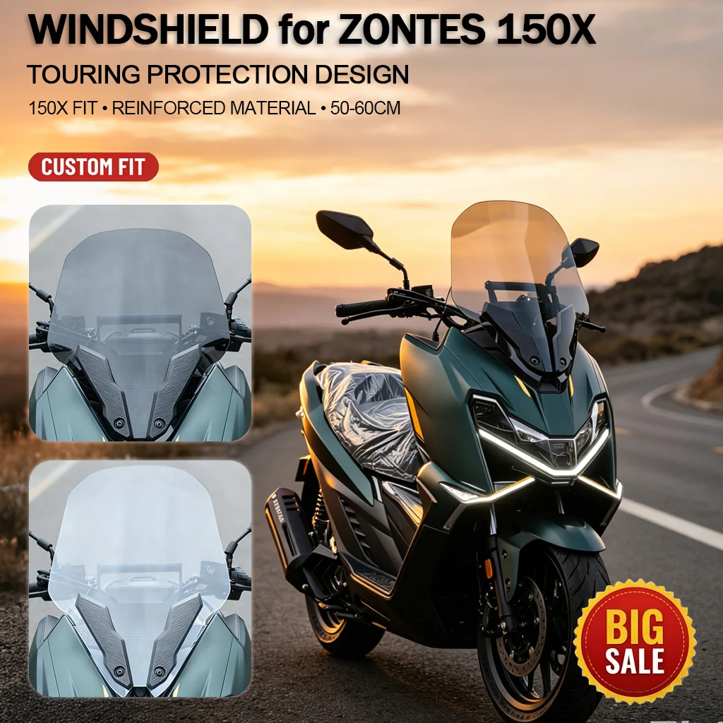 Motorcycle Windshield for Zontes 150X Front Windscreen Deflector Heightened Touring Extension Accessories
Motorcycle Windshield for Zontes 150X Front Windscreen Deflector Heightened Touring Extension Accessories