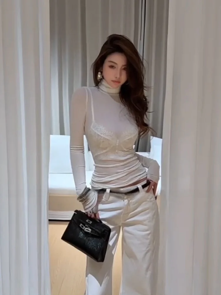 Uomosi STAZF7 Lace Halter Neck Base Shirt Set Women's Spring High Collar Semi-Transparent Long Sleeve Slim Fit Inner Wear
Uomosi STAZF7 Lace Halter Neck Base Shirt Set Women's Spring High Collar Semi-Transparent Long Sleeve Slim Fit Inner Wear