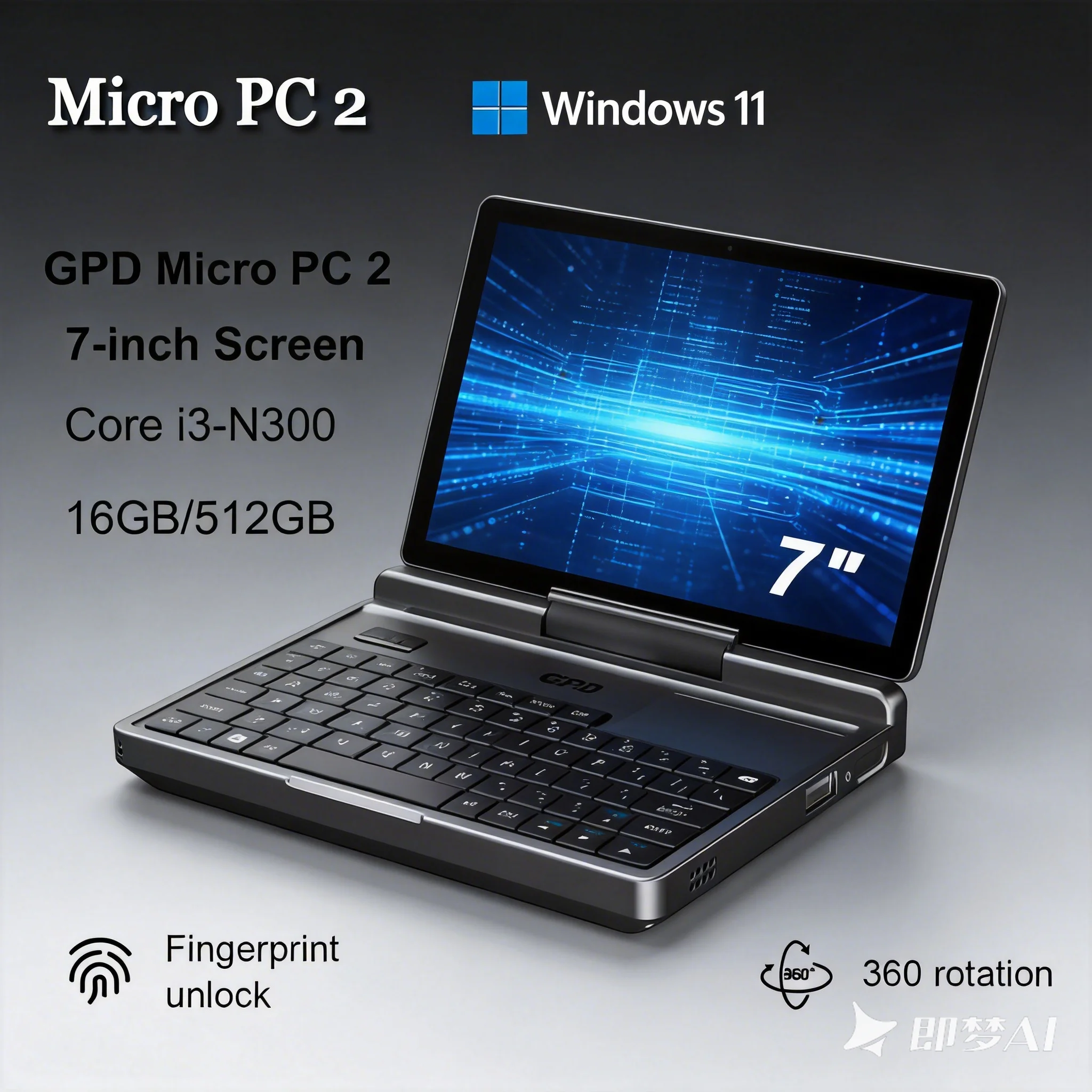 Ultra Portable GPD Micro PC 2 7" Touch Laptop, N300 CPU, 16GB RAM 512GB SSD, Win11 Handheld Mini PC
Ultra Portable GPD Micro PC 2 7" Touch Laptop, N300 CPU, 16GB RAM 512GB SSD, Win11 Handheld Mini PC
