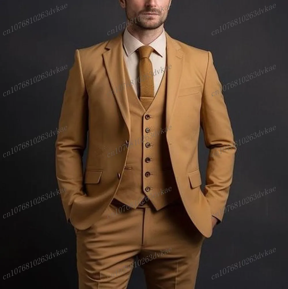 Fashion Gold Formal Occasion Men Suit Groom Groomsman Wedding Party Prom Business Male Tuxedos 3 Piece Set Jacket Vest Pants
Fashion Gold Formal Occasion Men Suit Groom Groomsman Wedding Party Prom Business Male Tuxedos 3 Piece Set Jacket Vest Pants