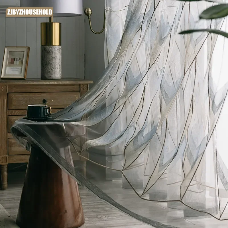 Grey Tulle Curtains for Living Room Bedroom Dining Geometric Nordic Embroidered Translucent Balcony Window Treatment Elegant
Grey Tulle Curtains for Living Room Bedroom Dining Geometric Nordic Embroidered Translucent Balcony Window Treatment Elegant