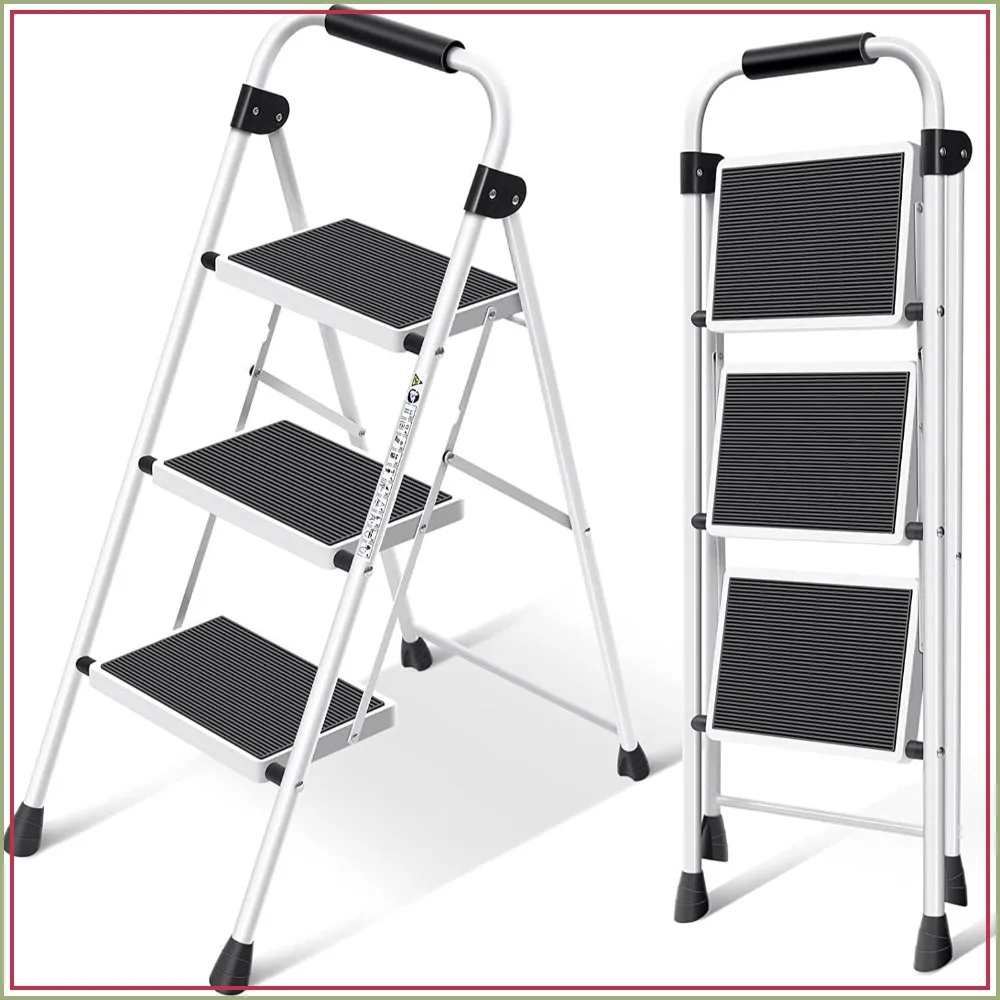 3-Step Folding Ladder, 350 LBS Capacity Anti-Slip Wide Steps & Handgrip – ANSI Certified Lightweight Aluminum Stepping Stool for Home, Office & Garage
3-Step Folding Ladder, 350 LBS Capacity Anti-Slip Wide Steps & Handgrip – ANSI Certified Lightweight Aluminum Stepping Stool for Home, Office & Garage