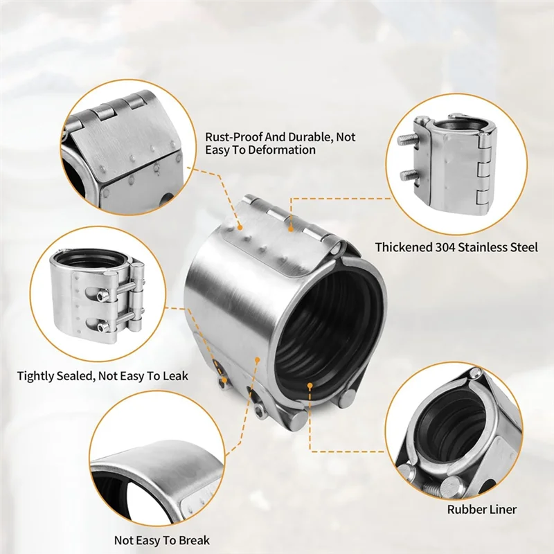 ABKS-Pipe Repair Clamp Kit- Pipe Coupling Clamp For Plastic&Metal Pipes, Emergency Duty Leak Sealer
ABKS-Pipe Repair Clamp Kit- Pipe Coupling Clamp For Plastic&Metal Pipes, Emergency Duty Leak Sealer