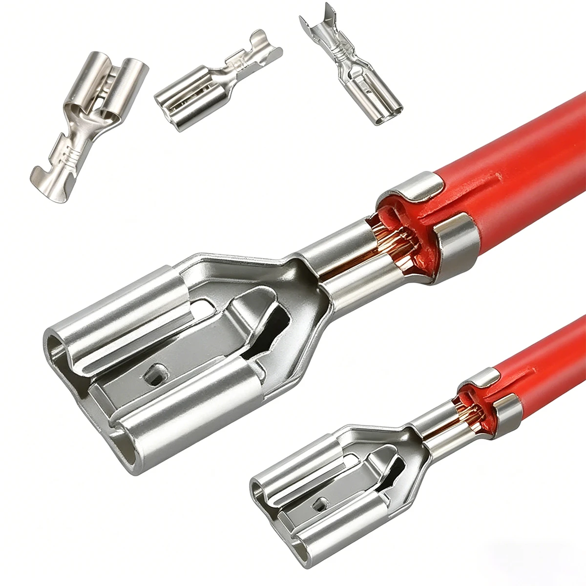 100Pcs 2.8/4.8/6.3mm Spade Terminal Quick Splice Crimp Connectors Male Female Copper Terminal with Locking Anti-stripping Wire
100Pcs 2.8/4.8/6.3mm Spade Terminal Quick Splice Crimp Connectors Male Female Copper Terminal with Locking Anti-stripping Wire