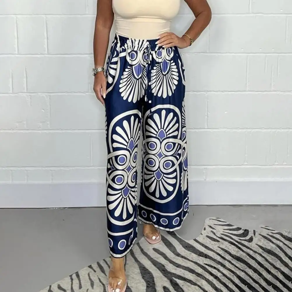 Women Retro Printed Wide-leg Pants Bohemia Style Floral Print Wide Leg Pants for Women with Elastic Waist for Streetwear
Women Retro Printed Wide-leg Pants Bohemia Style Floral Print Wide Leg Pants for Women with Elastic Waist for Streetwear