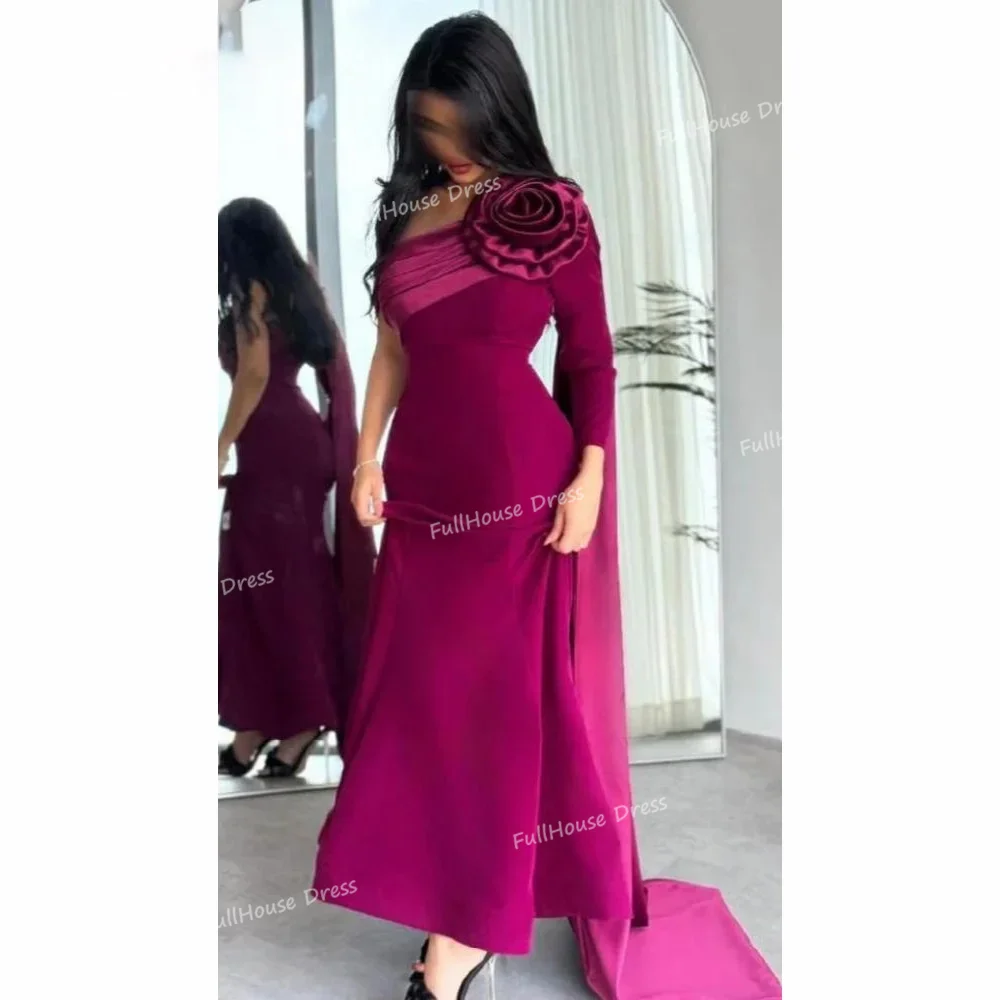 Custom Made One Shoulder Sexy Sheath Backless Maxi Length Saudi Gown Handmade Flowers Evening Dress with Shawl فساتين سه
Custom Made One Shoulder Sexy Sheath Backless Maxi Length Saudi Gown Handmade Flowers Evening Dress with Shawl فساتين سه