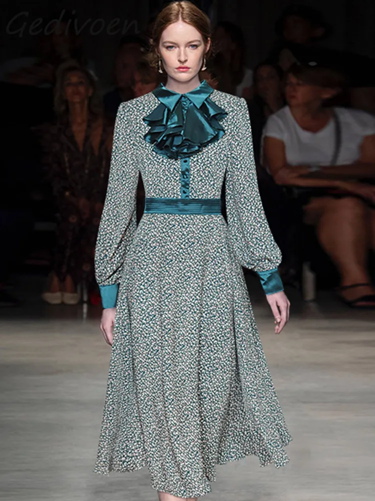 Gedivoen Autumn Fashion Runway Vintage Floral Print Dress Women Lapel Appliques Button Holiday Party High Waist Slim Long Dress
Gedivoen Autumn Fashion Runway Vintage Floral Print Dress Women Lapel Appliques Button Holiday Party High Waist Slim Long Dress
