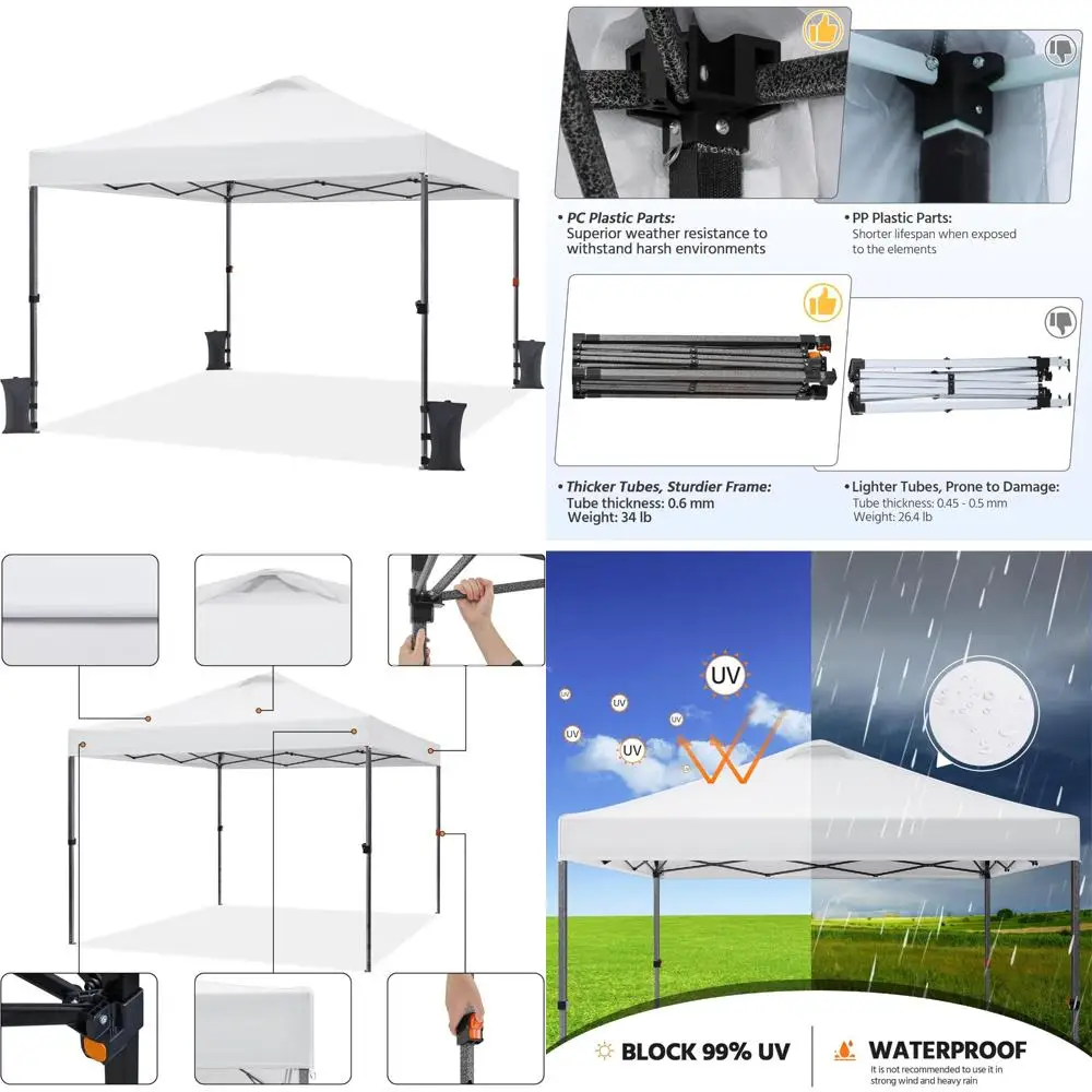 10x10 Instant Outdoor Canopy Tent with Wheeled Bag, 150D Silver Coated Fabric, 4 Sandbags, 8 Stakes, Commercial Grade, Easy Setu 
10x10 Instant Outdoor Canopy Tent with Wheeled Bag, 150D Silver Coated Fabric, 4 Sandbags, 8 Stakes, Commercial Grade, Easy Setu