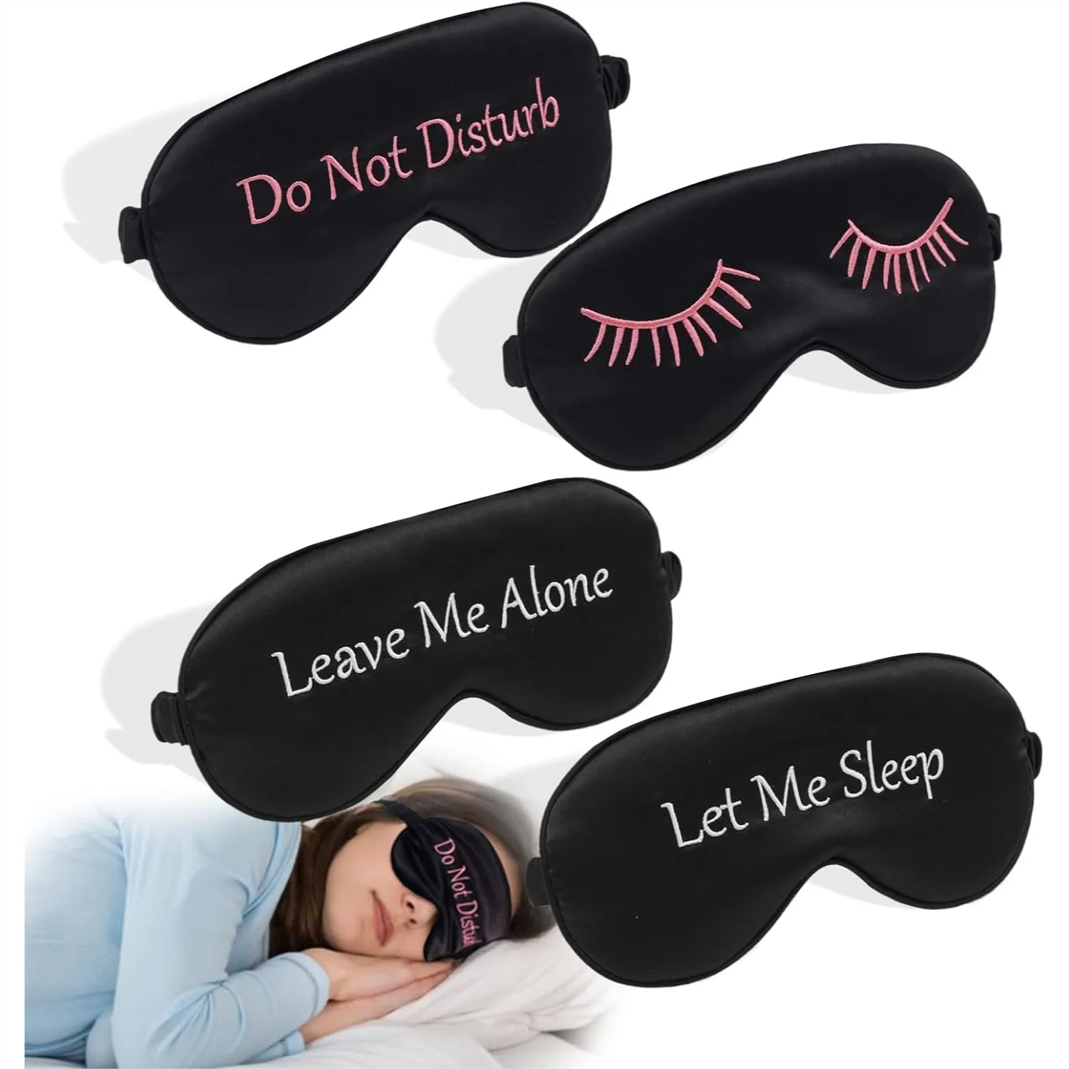 4 Pack Eye Mask For Sleeping Silky Funny Soft Satin Sleep Shade Cover Blindfold With Elastic Strap Travel Nap Blackout For Women Men
4 Pack Eye Mask For Sleeping Silky Funny Soft Satin Sleep Shade Cover Blindfold With Elastic Strap Travel Nap Blackout For Women Men