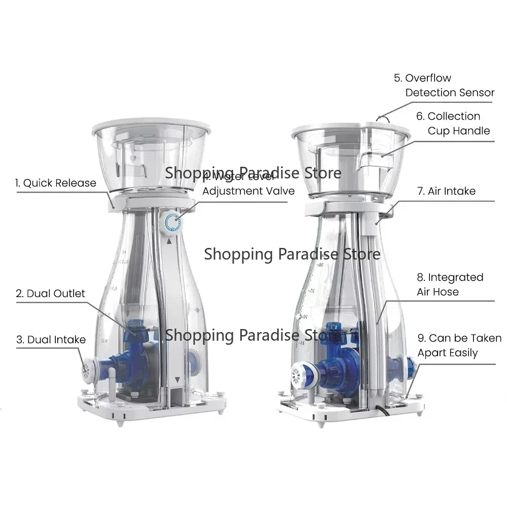 Dual Intake Silent Protein Skimmer for Fish Tank - Marine Coral Reef Care High Box Salt Water Aquarium Accessories
Dual Intake Silent Protein Skimmer for Fish Tank - Marine Coral Reef Care High Box Salt Water Aquarium Accessories