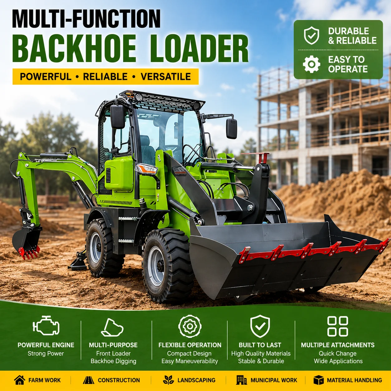 Custom Multi-Function Backhoe Loader CE Approved Euro 5 Engine Front Loader Rear Excavator for Farm and Construction
Custom Multi-Function Backhoe Loader CE Approved Euro 5 Engine Front Loader Rear Excavator for Farm and Construction