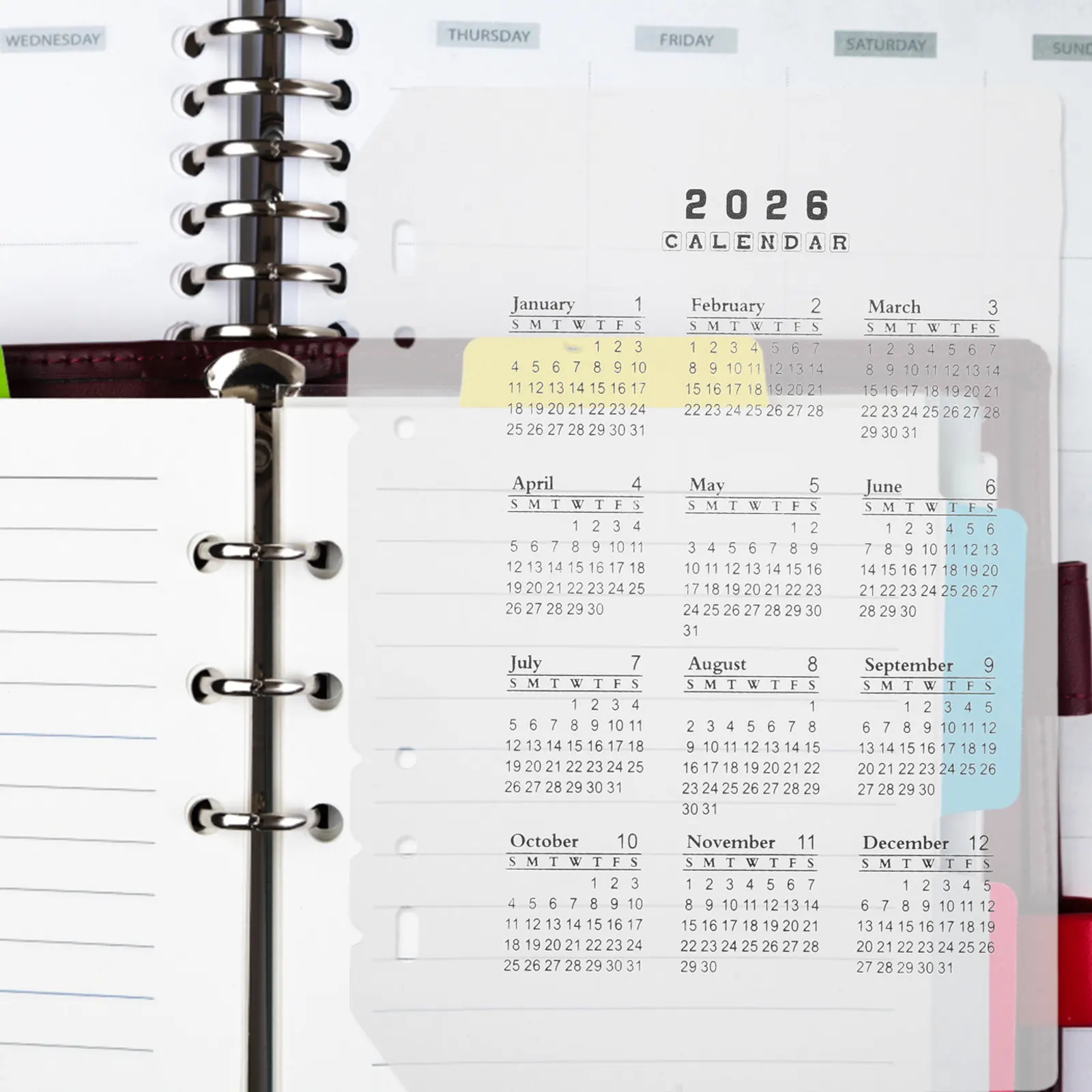 4Pcs Frosted Plastic Calendar Dividers 2026 Transparent Binder Inserts Refillable Index Dividers for Date Organization Planner
4Pcs Frosted Plastic Calendar Dividers 2026 Transparent Binder Inserts Refillable Index Dividers for Date Organization Planner