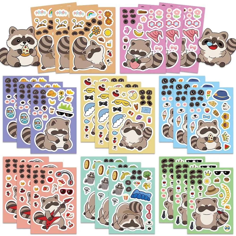8/16//24/32pcs Cartoon Cute Raccoon Make A Face Puzzle Stickers Decals For Laptop Luggage Notebook Guitar DIY Aesthetic Stickes
8/16//24/32pcs Cartoon Cute Raccoon Make A Face Puzzle Stickers Decals For Laptop Luggage Notebook Guitar DIY Aesthetic Stickes