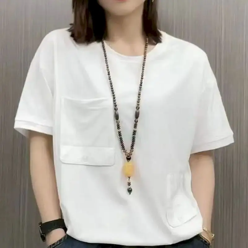 100% Cotton T Shirt Women Fashion Solid Pocket Design T-shirt Casual Loose Short Sleeve Top Summer Trend Thin Tshirt Y2k Clothes
100% Cotton T Shirt Women Fashion Solid Pocket Design T-shirt Casual Loose Short Sleeve Top Summer Trend Thin Tshirt Y2k Clothes