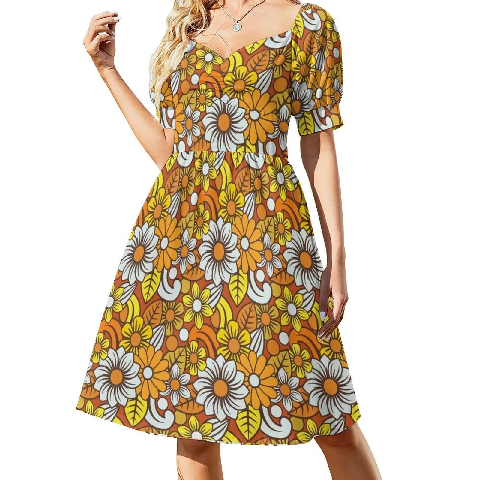 Retro 70s Flower Pattern Short-Sleeved Dress women evening dress summer dresses ladies 2025
Retro 70s Flower Pattern Short-Sleeved Dress women evening dress summer dresses ladies 2025