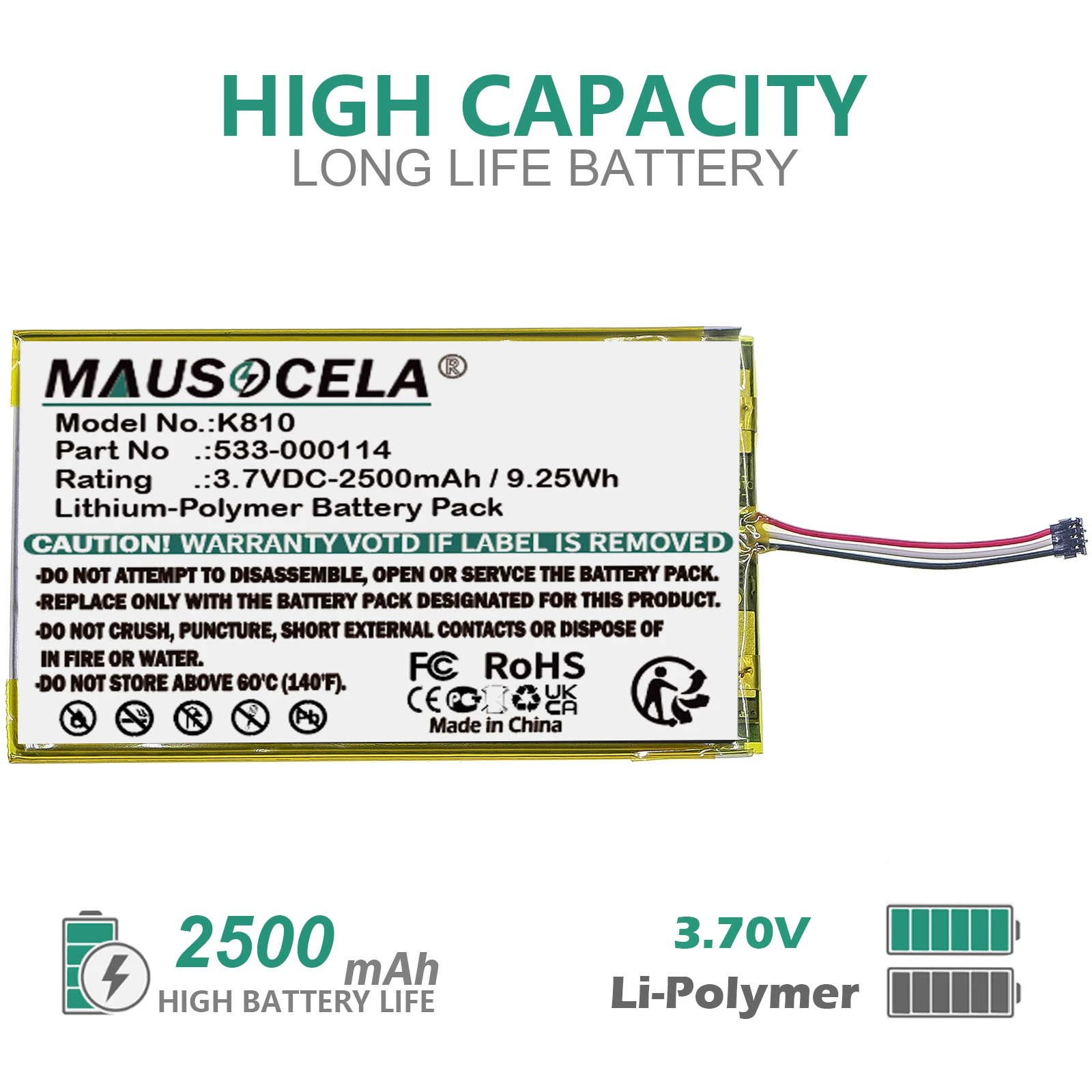 2500mAh Keyboard,Mouse Battery For Logitech:K810,533-000114,IIIuminated Keyboard K810,+Toolkit-Li-Polymer--3.70V--2500mAh/9.25Wh
2500mAh Keyboard,Mouse Battery For Logitech:K810,533-000114,IIIuminated Keyboard K810,+Toolkit-Li-Polymer--3.70V--2500mAh/9.25Wh