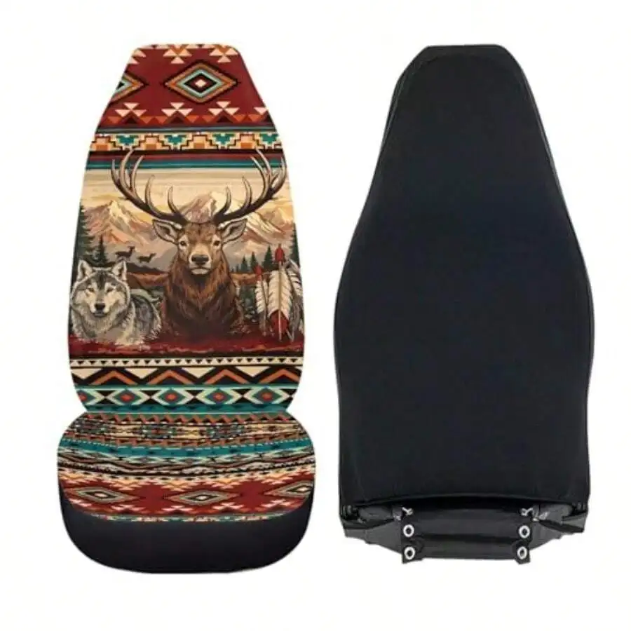 Elk And Wolf Print Car Seat Cover Front Universal High Back Bucket Seat Cover Set Of 2
Elk And Wolf Print Car Seat Cover Front Universal High Back Bucket Seat Cover Set Of 2