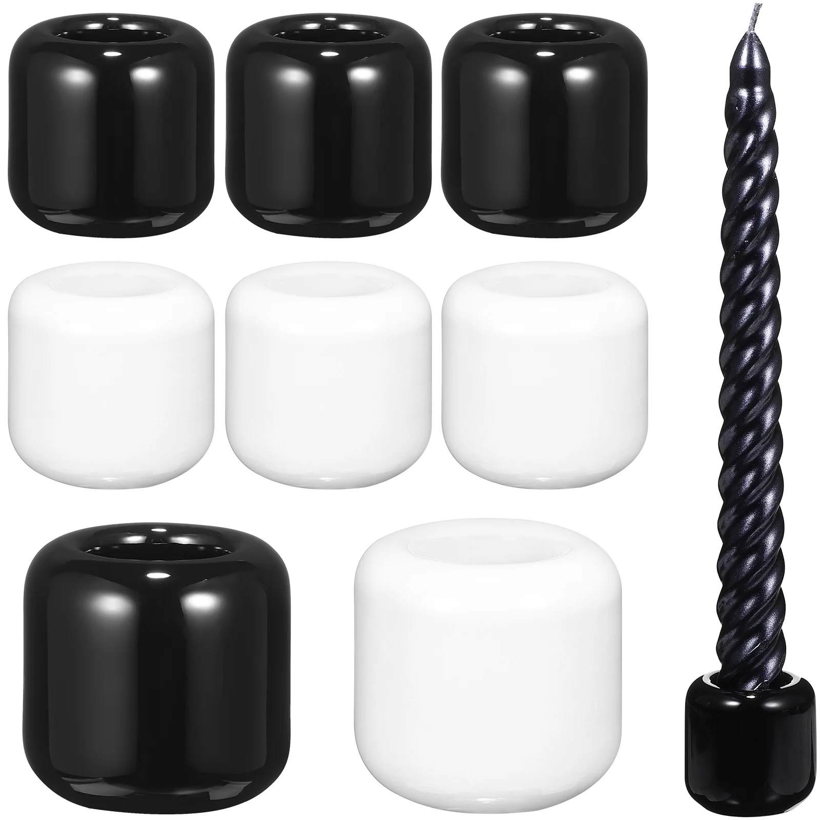 8Pcs Holders Ceramic Spell Chime Small Round Cylindrical Design Home Desktop Decor Ritual Use Tabletop Candlesticks