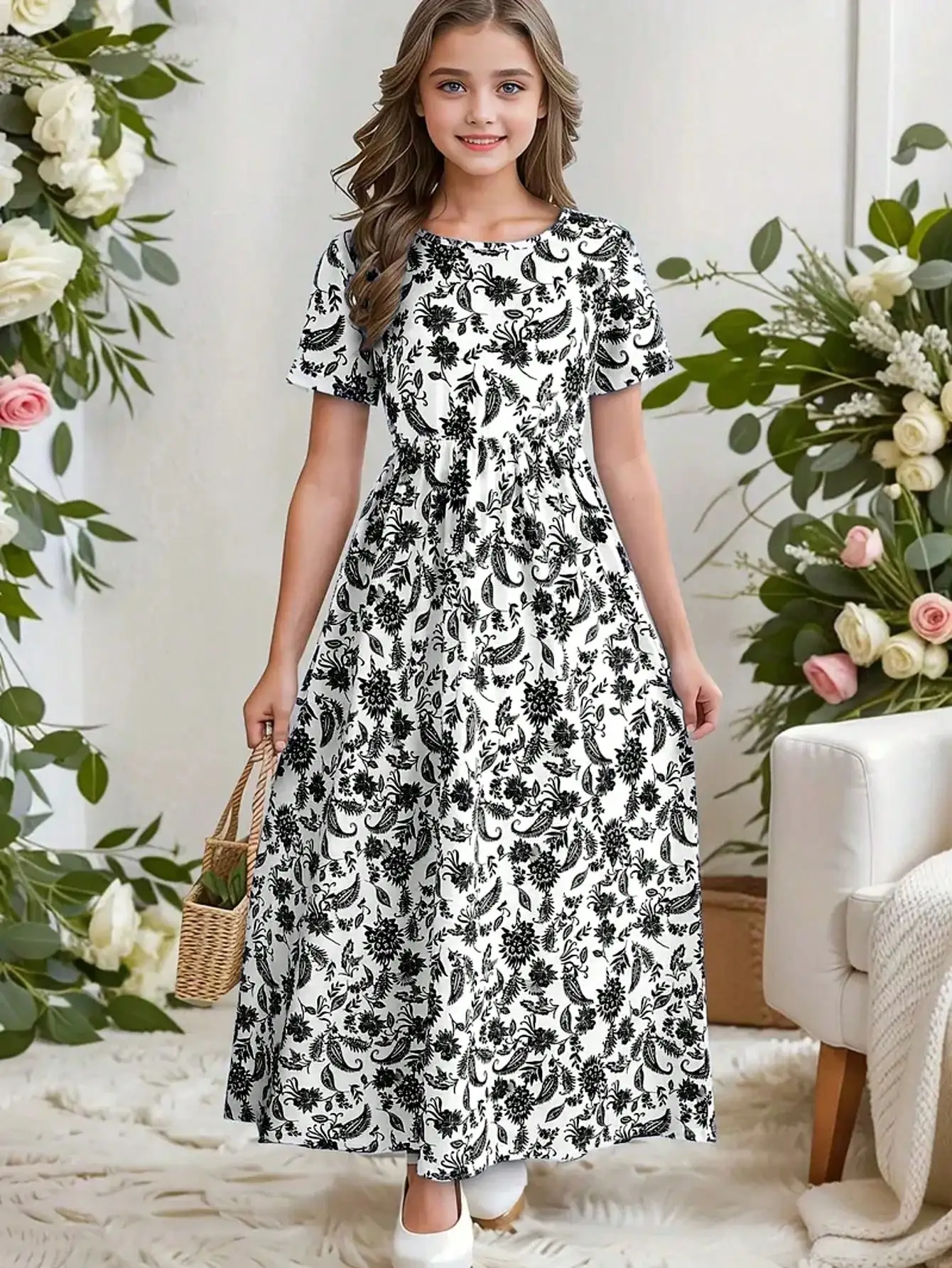 Bohemian Paisley Print Short Sleeve Midi Dress For Women Summer Casual
Bohemian Paisley Print Short Sleeve Midi Dress For Women Summer Casual