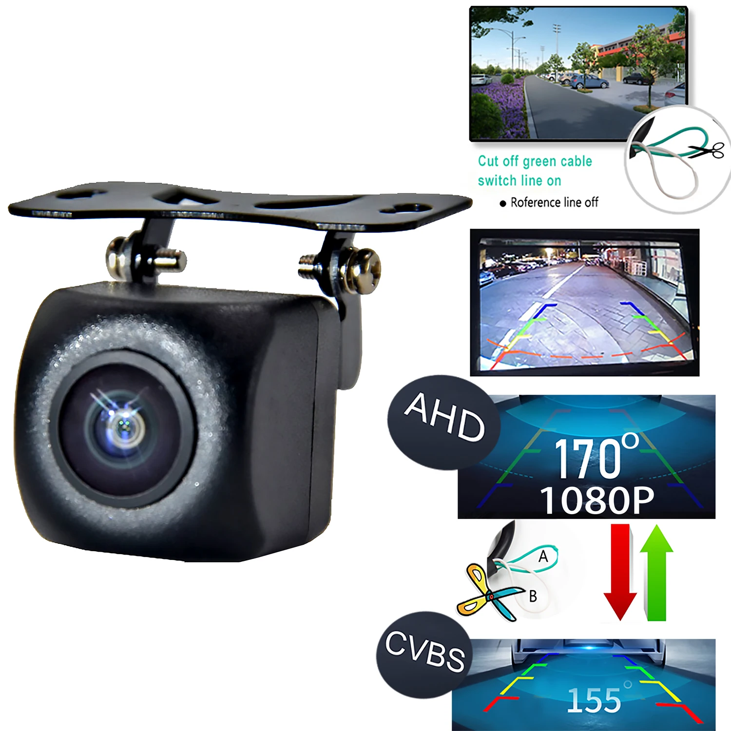 Backup AHD CCD 170 Degree 1080P to CVBS Car Rear View Camera Night Vision Reversing Auto Parking Monitor Waterproof HD Video
Backup AHD CCD 170 Degree 1080P to CVBS Car Rear View Camera Night Vision Reversing Auto Parking Monitor Waterproof HD Video