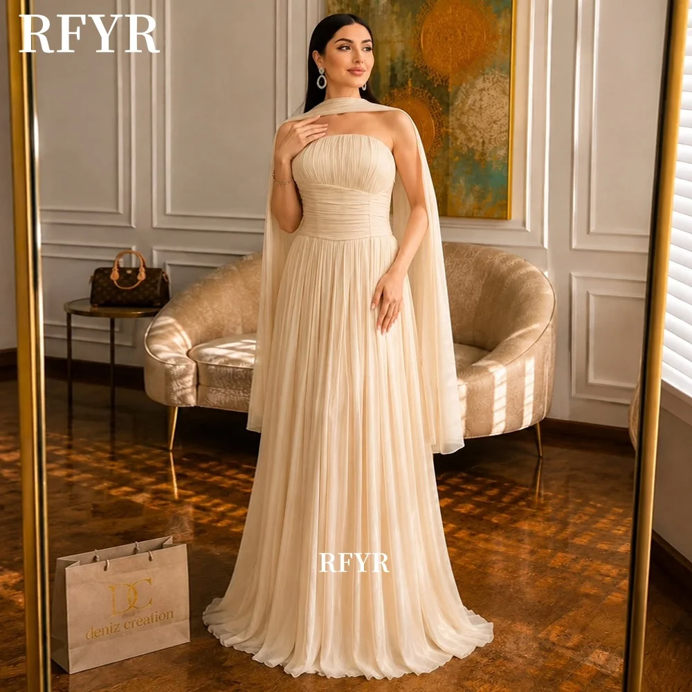 RFYR Khaki A Line Prom Dress with Pleats Party Dress with Scarf Evening Dress for Women vestidos de fiesta Customized
RFYR Khaki A Line Prom Dress with Pleats Party Dress with Scarf Evening Dress for Women vestidos de fiesta Customized