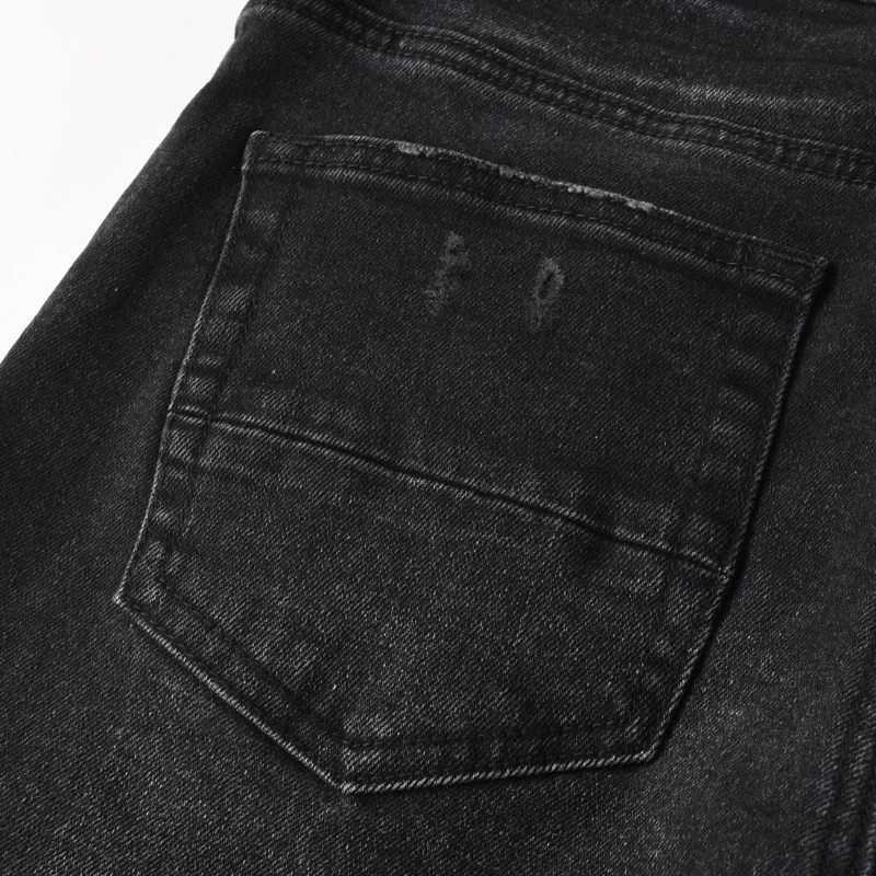 Fashionable new men's jeans with perforated patches, washed retro elastic slim fit, retro black jeans, high street designer hip-
Fashionable new men's jeans with perforated patches, washed retro elastic slim fit, retro black jeans, high street designer hip-