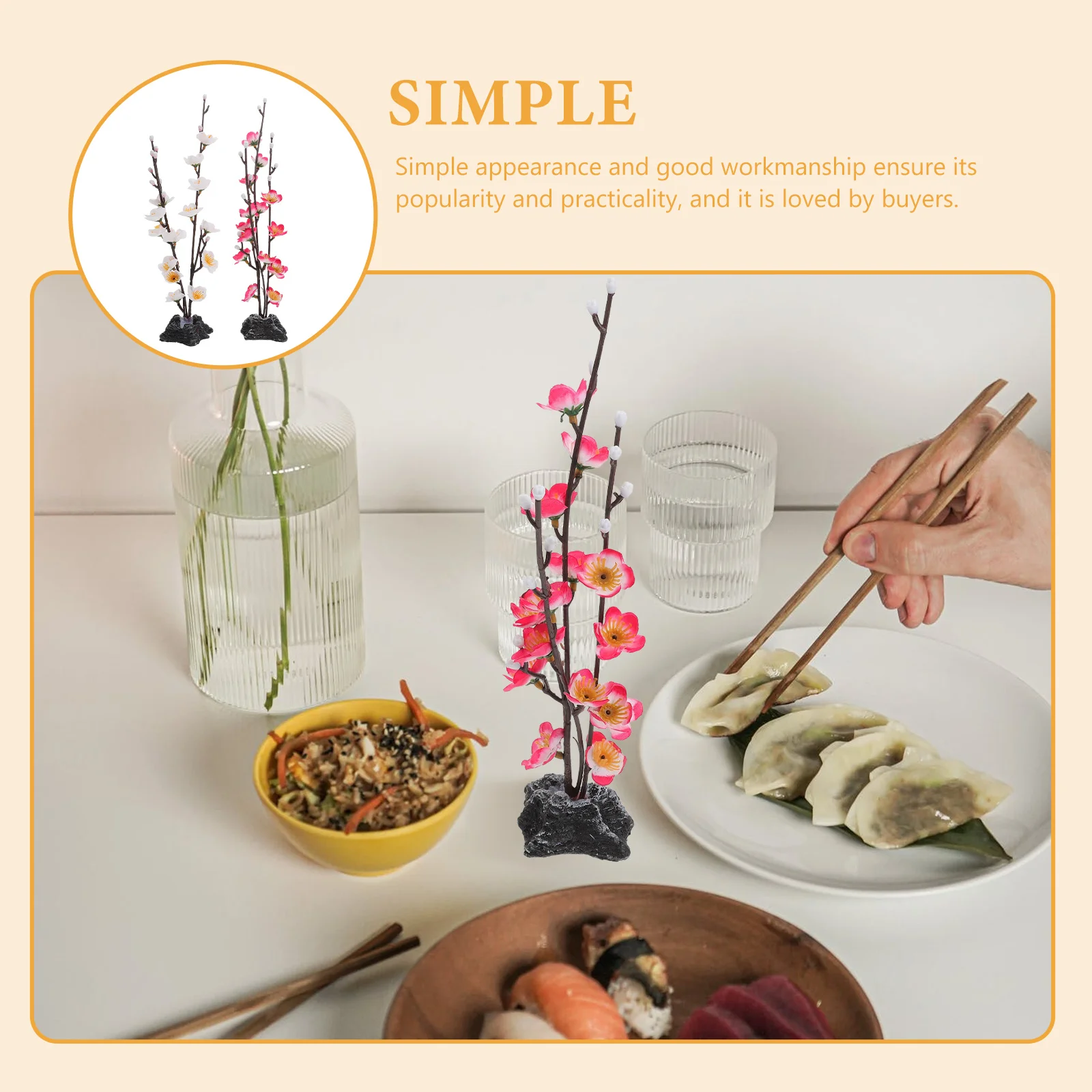 2 Pcs Cherry Blossom Sushi Sashimi Decoration Artificial Flowers Pink White Restaurant Decor Vivid Simulated Flower Decorative
2 Pcs Cherry Blossom Sushi Sashimi Decoration Artificial Flowers Pink White Restaurant Decor Vivid Simulated Flower Decorative