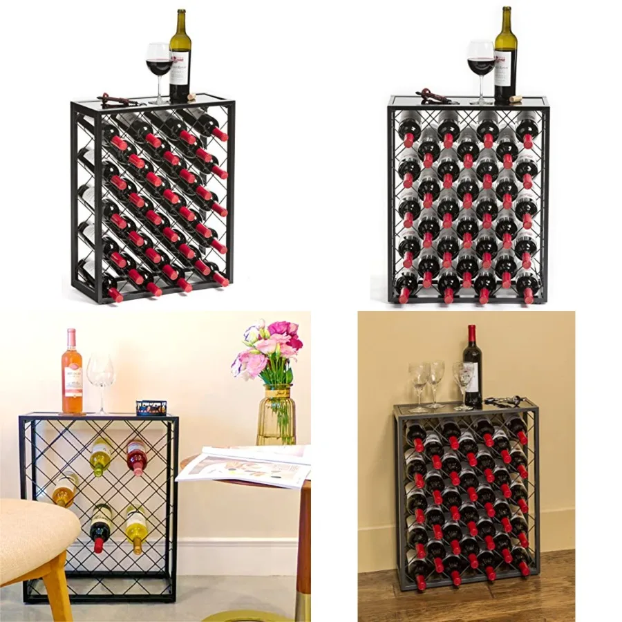 Wine Rack with Glass Top Shelf, Free Standing for Home, Kitchen and Bar
Wine Rack with Glass Top Shelf, Free Standing for Home, Kitchen and Bar