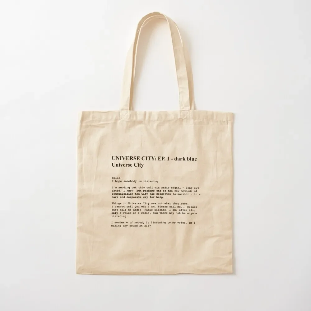 Radio Silence Quote - Universe City Tote Bag shopping bags foldable large size bags canvas shopping bag cloth bag woman
Radio Silence Quote - Universe City Tote Bag shopping bags foldable large size bags canvas shopping bag cloth bag woman