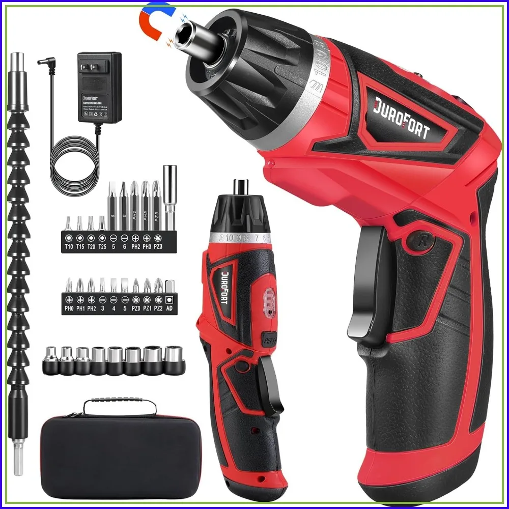 Cordless Electric Screwdriver Set, 8V 10Nm Rechargeable Power Drill, Battery Screw Gun with Bits, 320RPM 10+1 Torque, 2 Position Handle, Flexible Shaft LED Light, 28Pcs
Cordless Electric Screwdriver Set, 8V 10Nm Rechargeable Power Drill, Battery Screw Gun with Bits, 320RPM 10+1 Torque, 2 Position Handle, Flexible Shaft LED Light, 28Pcs