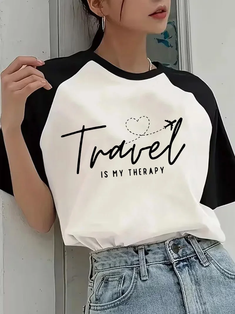 Women's 90s Crew Neck T Shirt Travel Is My Relax Casual T-Shirt Graphic Tees Tops with Letter and Airplane Heart Design Clothes
Women's 90s Crew Neck T Shirt Travel Is My Relax Casual T-Shirt Graphic Tees Tops with Letter and Airplane Heart Design Clothes