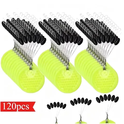 120pcs Fishing Bobber Stoppers Fishing Accessories Silicone Space Beans, Olive-shaped Fishing Tool Fish Bobber Tools