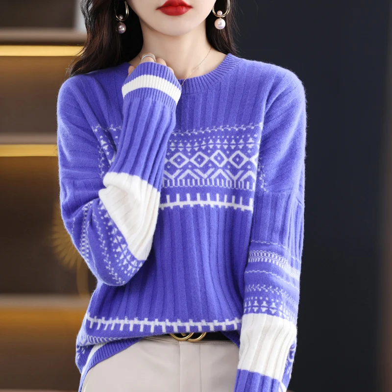High end luxury 100% wool sweater autumn and winter new loose Korean fashion pullover casual knitted O-neck women's top
High end luxury 100% wool sweater autumn and winter new loose Korean fashion pullover casual knitted O-neck women's top