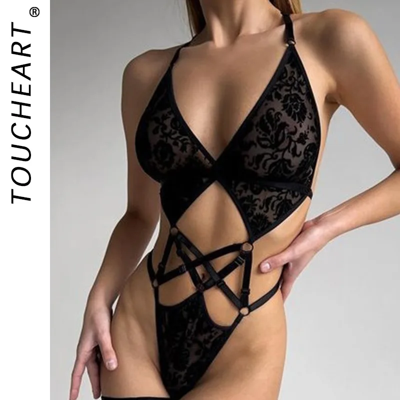 Toucheart Lace Hollow Girl Sexy One-piece Suit Steel Ring Patchwork See-through Backless Women Interesting Charming Adult Suit
Toucheart Lace Hollow Girl Sexy One-piece Suit Steel Ring Patchwork See-through Backless Women Interesting Charming Adult Suit