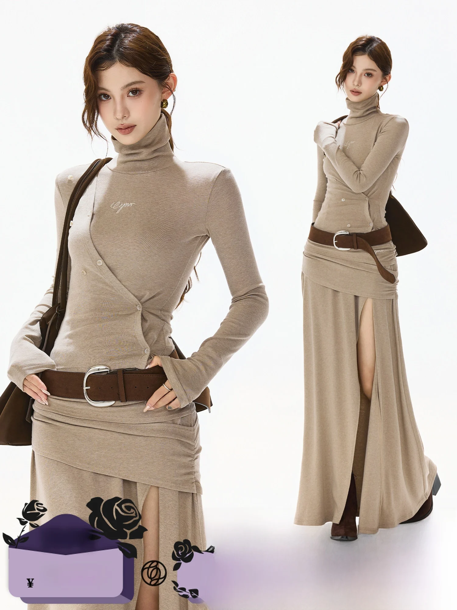 CYNR Original Design High Neck Pleated Double Button Waist Cinched Knitwear Commute Versatile Warmth Women's Fashion
CYNR Original Design High Neck Pleated Double Button Waist Cinched Knitwear Commute Versatile Warmth Women's Fashion