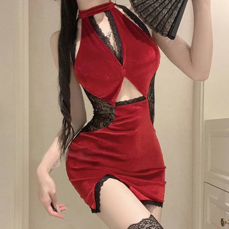 Фиолетовое сексуальное женское белье Cheongsam, бархатная кружевная строчка, униформа для ночного клуба, пижама
Фиолетовое сексуальное женское белье Cheongsam, бархатная кружевная строчка, униформа для ночного клуба, пижама