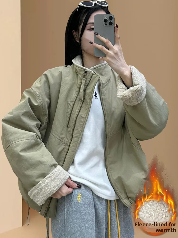 Lamb Fur Collar Fleece Lined Stand up Collar Jacket Women's Winter Fashion Cotton Coat Patchwork Design Commute Style
Lamb Fur Collar Fleece Lined Stand up Collar Jacket Women's Winter Fashion Cotton Coat Patchwork Design Commute Style