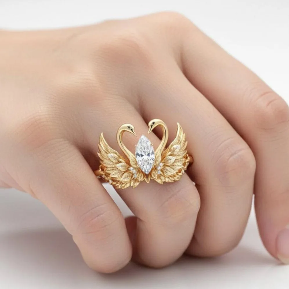 European-style Swan-wing Engagement Ring - High-quality Marquise-shaped Zirconia- 18k Gold Women Ring -Daily Versatile Accessory
European-style Swan-wing Engagement Ring - High-quality Marquise-shaped Zirconia- 18k Gold Women Ring -Daily Versatile Accessory