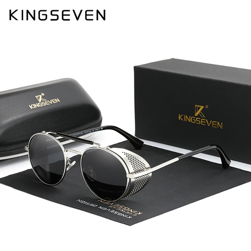 KINGSEVEN Fashion Gothic Steampunk Sunglasses Polarized UV400 Men Women New Designer Vintage Eyewear Round Metal Frame Glasses
KINGSEVEN Fashion Gothic Steampunk Sunglasses Polarized UV400 Men Women New Designer Vintage Eyewear Round Metal Frame Glasses