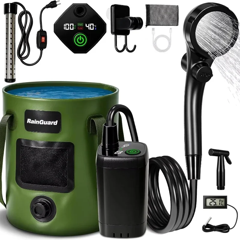 Portable Rechargeable Camping Shower with Immersion Water Heater 6.6 Gallon Foldable Barrel 4 Spray Modes Outdoor Shower System
Portable Rechargeable Camping Shower with Immersion Water Heater 6.6 Gallon Foldable Barrel 4 Spray Modes Outdoor Shower System