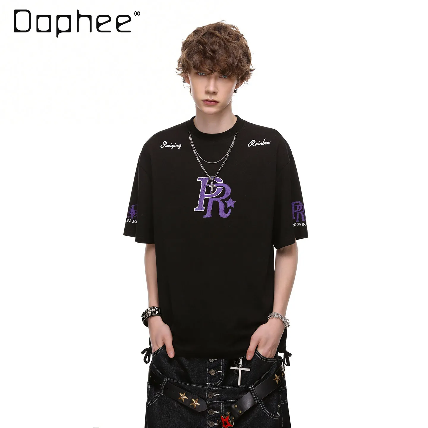 Summer New American Street Punk Style Men's Black White Letter Print Loose Casual Round Neck Short Sleeve T-Shirt
Summer New American Street Punk Style Men's Black White Letter Print Loose Casual Round Neck Short Sleeve T-Shirt