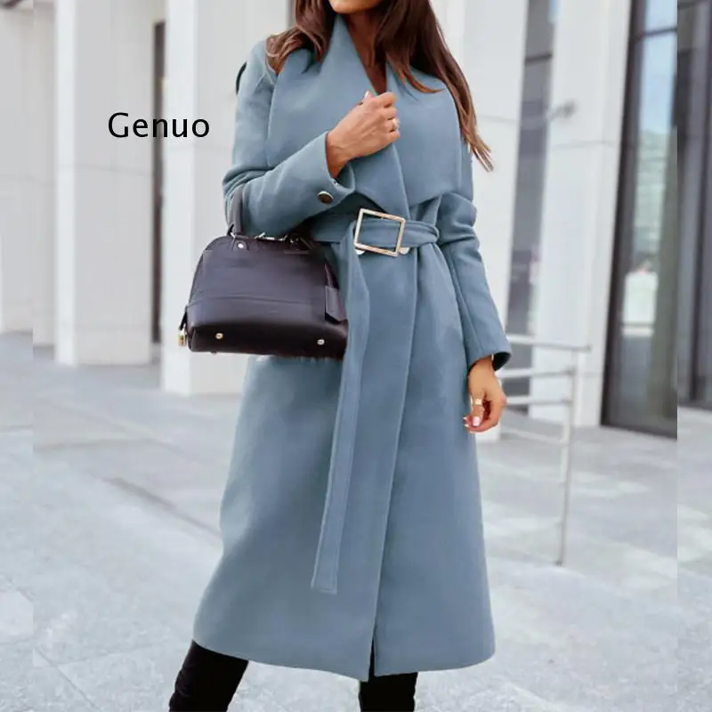 Autumn Turn-down Collar Belted Woolen Overcoat Women Solid Long Sleeve Office Outerwear Coat Winter Loose Warm Cardigan Harajuku
Autumn Turn-down Collar Belted Woolen Overcoat Women Solid Long Sleeve Office Outerwear Coat Winter Loose Warm Cardigan Harajuku
