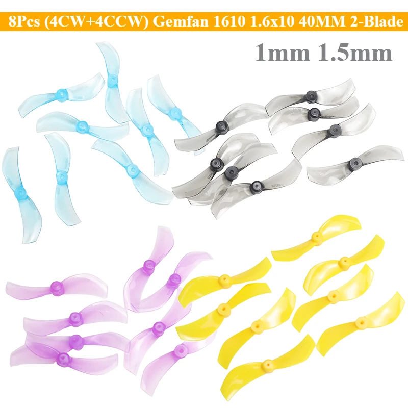 8Pcs (4CW+4CCW) Gemfan 1610 Drone Propeller 1.6x10 40MM 2-Blade 1mm 1.5mm for RC FPV Racing Freestyle Drones Mobula7 Replacement
8Pcs (4CW+4CCW) Gemfan 1610 Drone Propeller 1.6x10 40MM 2-Blade 1mm 1.5mm for RC FPV Racing Freestyle Drones Mobula7 Replacement