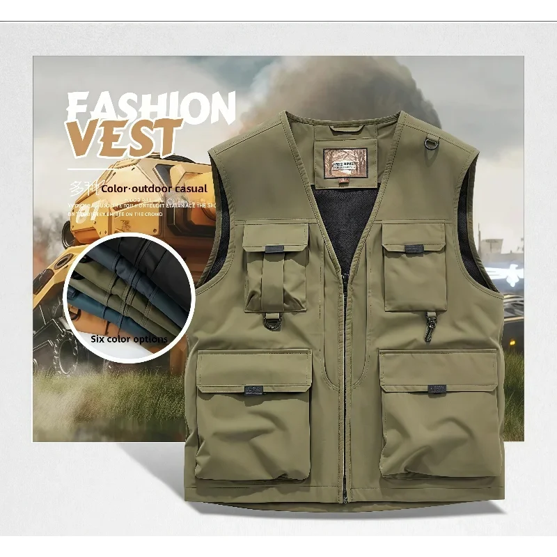 Outdoor Casual Vest Men's 2024 Autumn Multi-Pocket Breathable Sports Sleeveless Jacket Fashion Photographer Design Fishing Vest
Outdoor Casual Vest Men's 2024 Autumn Multi-Pocket Breathable Sports Sleeveless Jacket Fashion Photographer Design Fishing Vest
