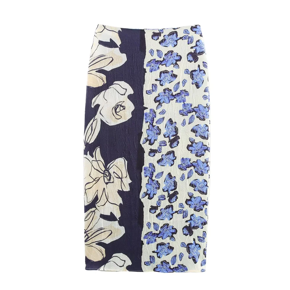 BSK&TRAF2025contrast color stitching flower print high waist loose satin texture skirt summer new women's clothing
BSK&TRAF2025contrast color stitching flower print high waist loose satin texture skirt summer new women's clothing