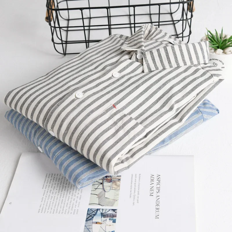 Japanese Mens Striped Shirt Long Sleeve Spring Summer Daily Casual Shirts Men Lapel Pocket Pure Cotton Top Youth Simple Clothing
Japanese Mens Striped Shirt Long Sleeve Spring Summer Daily Casual Shirts Men Lapel Pocket Pure Cotton Top Youth Simple Clothing