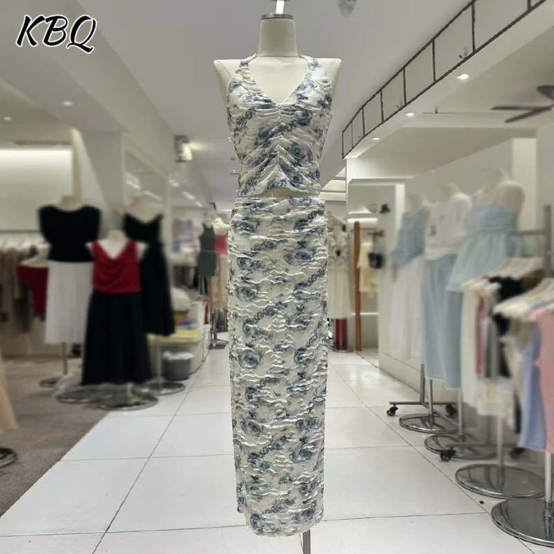 KBQ Hit Color Printing Two Piece Sets for Women Halter Sleeveless Short Tops High Waist Slimming Skirts Temperament Set Female
KBQ Hit Color Printing Two Piece Sets for Women Halter Sleeveless Short Tops High Waist Slimming Skirts Temperament Set Female