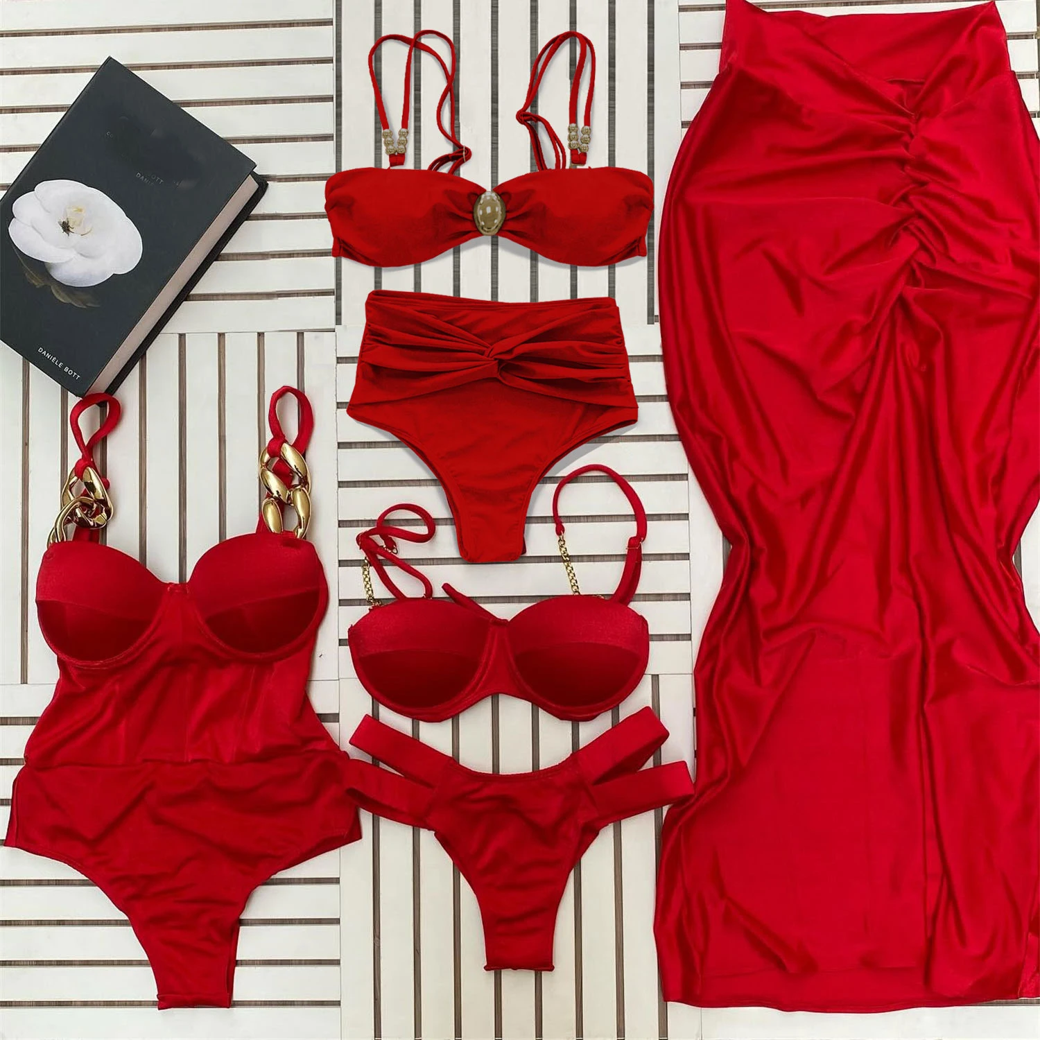 2025 Sexy Women Swimsuit Shiny Bikini Set Red Swimwear Female High Waisted Biquini Off Shoulder Monikini Beachwear Summer Suits
2025 Sexy Women Swimsuit Shiny Bikini Set Red Swimwear Female High Waisted Biquini Off Shoulder Monikini Beachwear Summer Suits
