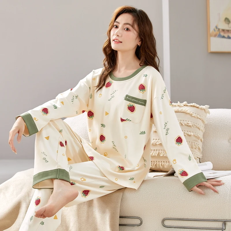 Strawberry Women Pajamas Sets Autumn Winter Long Sleeves Long Pants Cute Sleepwear Kawaii Pyjamas Soft Pijamas Cozy Pjs Girls Pj
Strawberry Women Pajamas Sets Autumn Winter Long Sleeves Long Pants Cute Sleepwear Kawaii Pyjamas Soft Pijamas Cozy Pjs Girls Pj