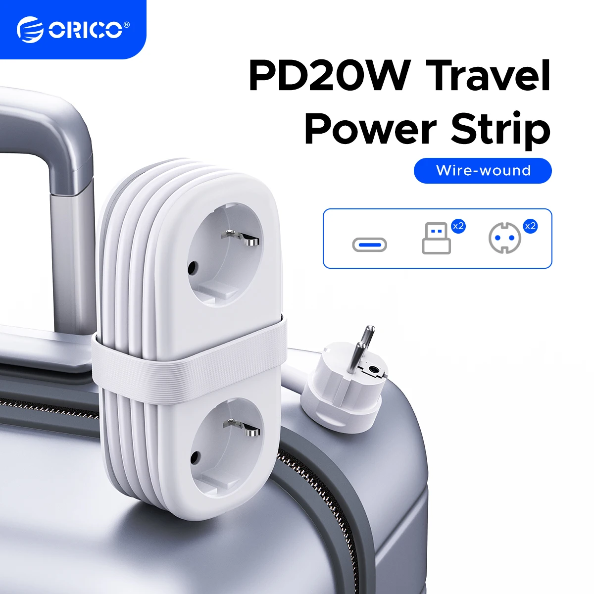 ORICO 20W EU Plug Travel Power Strip with 2AC 2USB Port 1Type-C Port 1.53M Extension Cable Smart Socket for Home/Travel
ORICO 20W EU Plug Travel Power Strip with 2AC 2USB Port 1Type-C Port 1.53M Extension Cable Smart Socket for Home/Travel